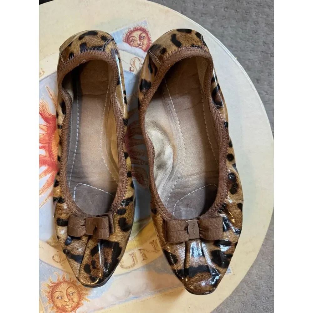 Salvatore Ferragamo Leopard-Print Bow Ballet Flats - Brown